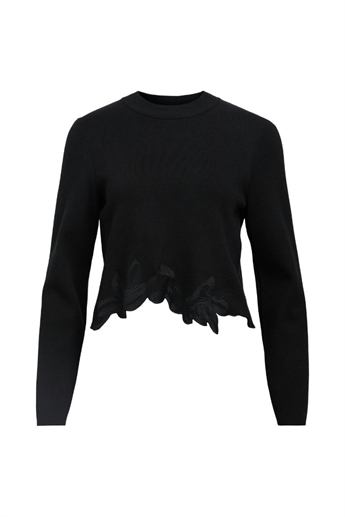 Embroidery knit pullover, Black